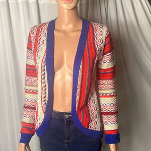 Copper Key Multicolor Open Front Knit Cardigan Sweater Size Small